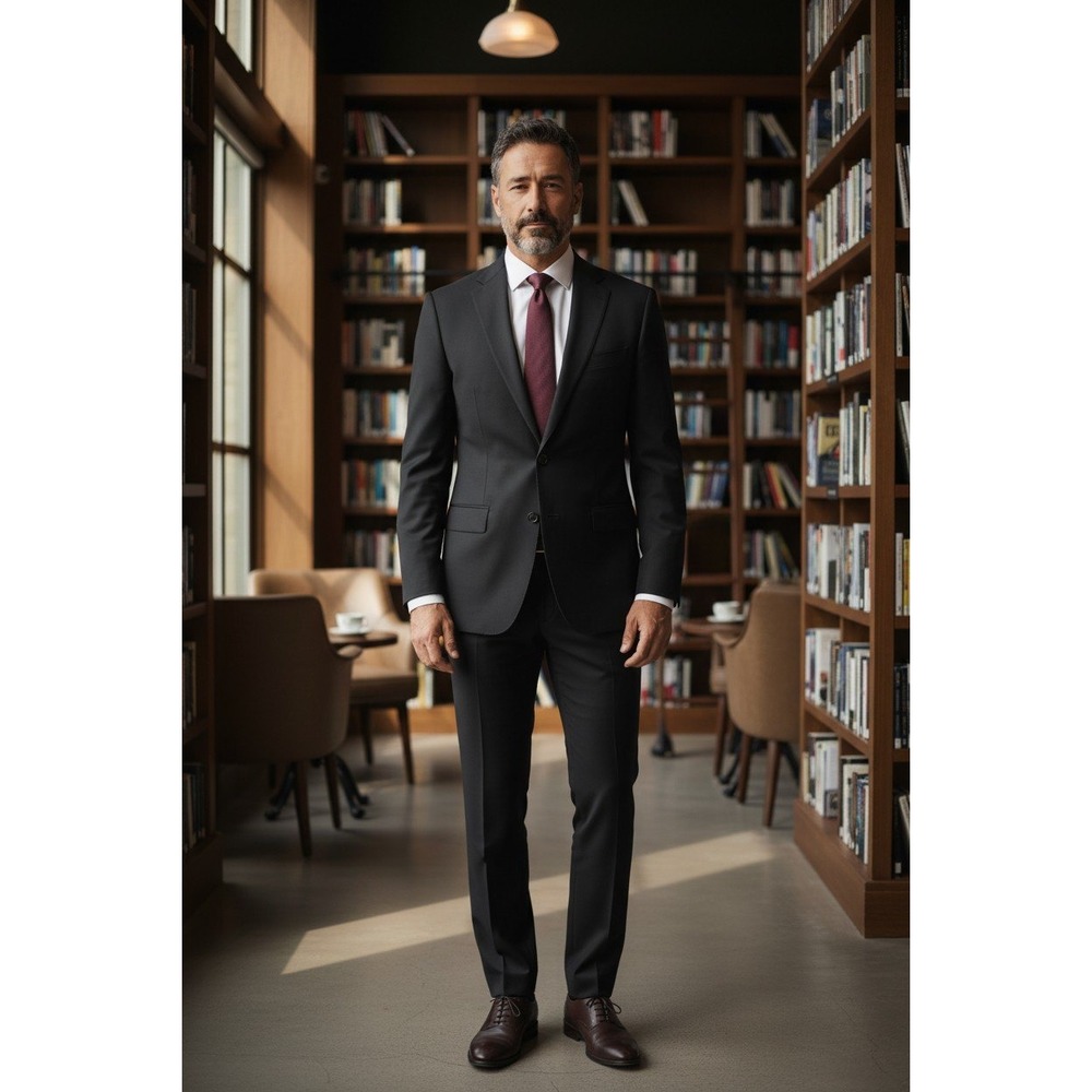 Joseph Abboud Mens Black Herringbone Two Button Blazer Sport Coat Made in USA